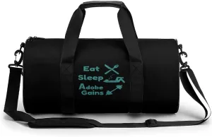 Eat Sleep Gains Repeat Round Barrel Gym Sport Bag Small Travel Duffel Bags Reusable Tote for Men Women