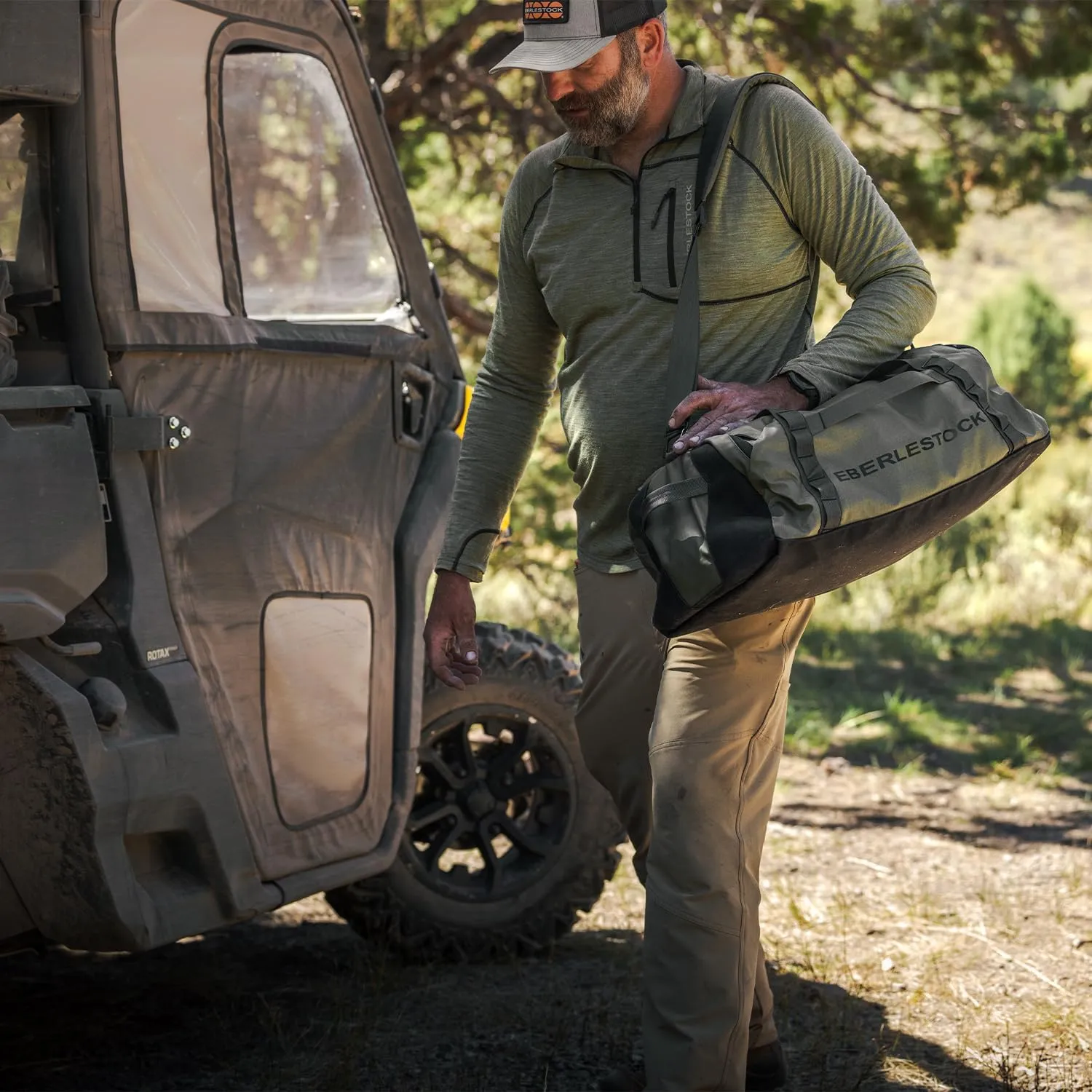 Eberlestock Hyllus Duffel Bag for Men - Durable, Water-Resistant, Small Men's Duffle Bag with Zipper Pockets, Ideal for Travel & Gym, Tactical Gear Bag, Hunting, Fishing, Camping - Military Green, 65L