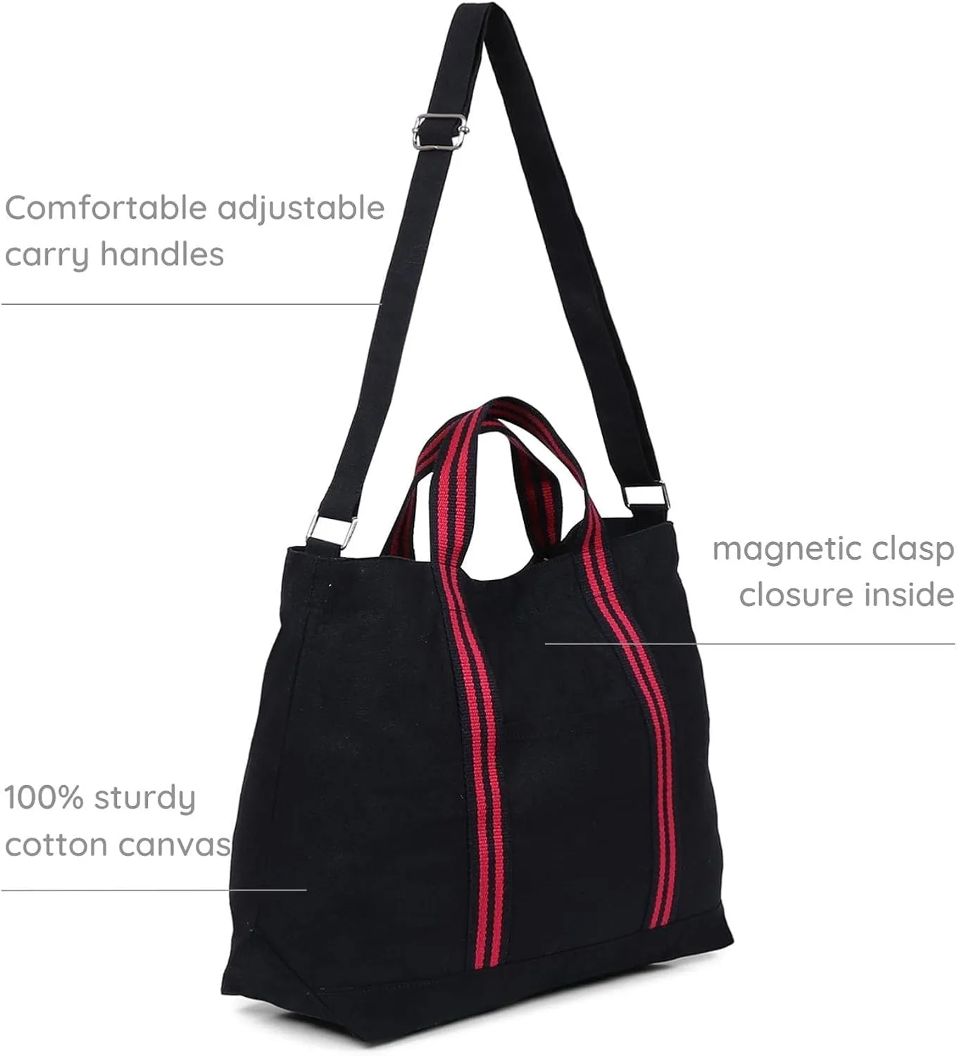 Eco Right Extra Large Canvas Tote Bag for Shopping & Work, Beach Bag with Adjustable Crossbody Handles