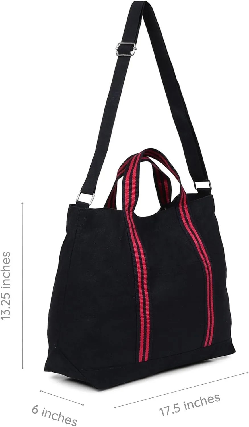 Eco Right Extra Large Canvas Tote Bag for Shopping & Work, Beach Bag with Adjustable Crossbody Handles