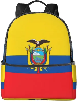 Ecuador Ecuadorian Flag Casual Backpacks Laptop Backpack Carry-on Daypack Sports Travel Rucksack Lightweight Working Bag for Outdoor Hiking Cycling Walking
