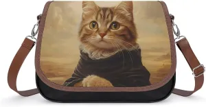 Elegance Mona Cat in The Desert Crossbody Bags for Women Shoulder Bag Flap Handbags Leather Cross Body Purse