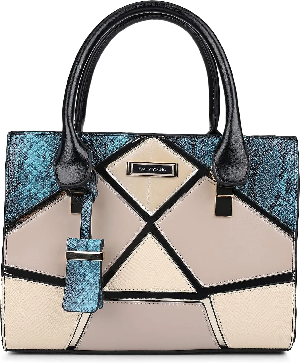 Elegant Ladies Handbag Shoulder Bag Travel Snakeskin Pattern Stitching(Green)