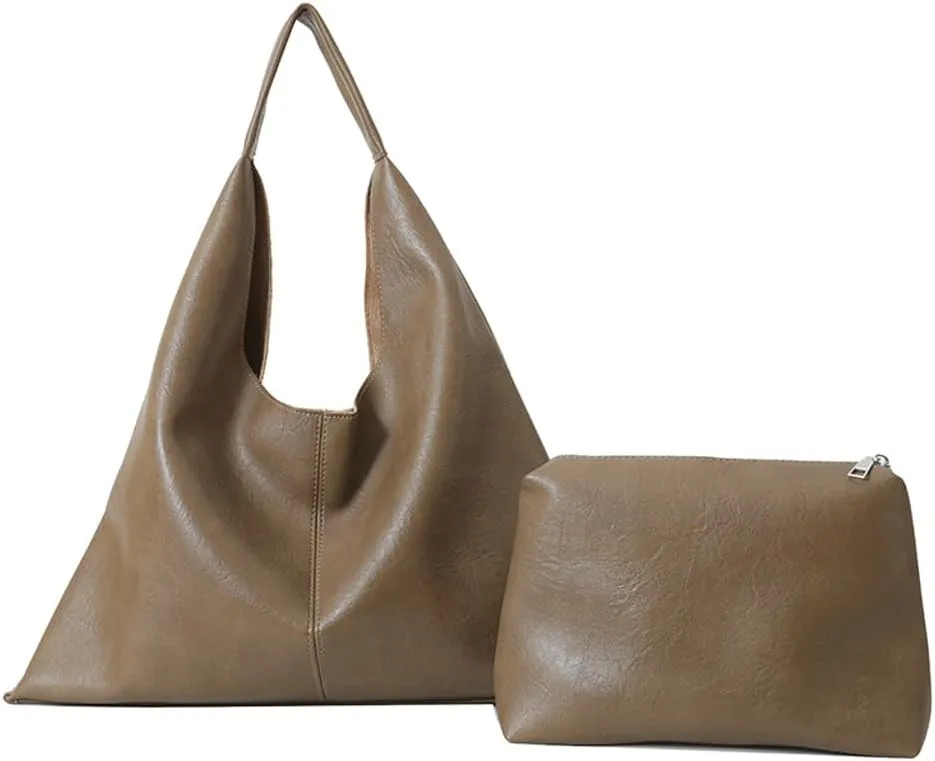 Elegant Shoulder Bags for Women, Large Capacity Handbags, Retro PU Leather Shoulder Wallet, Work Tote Bag 2pcs