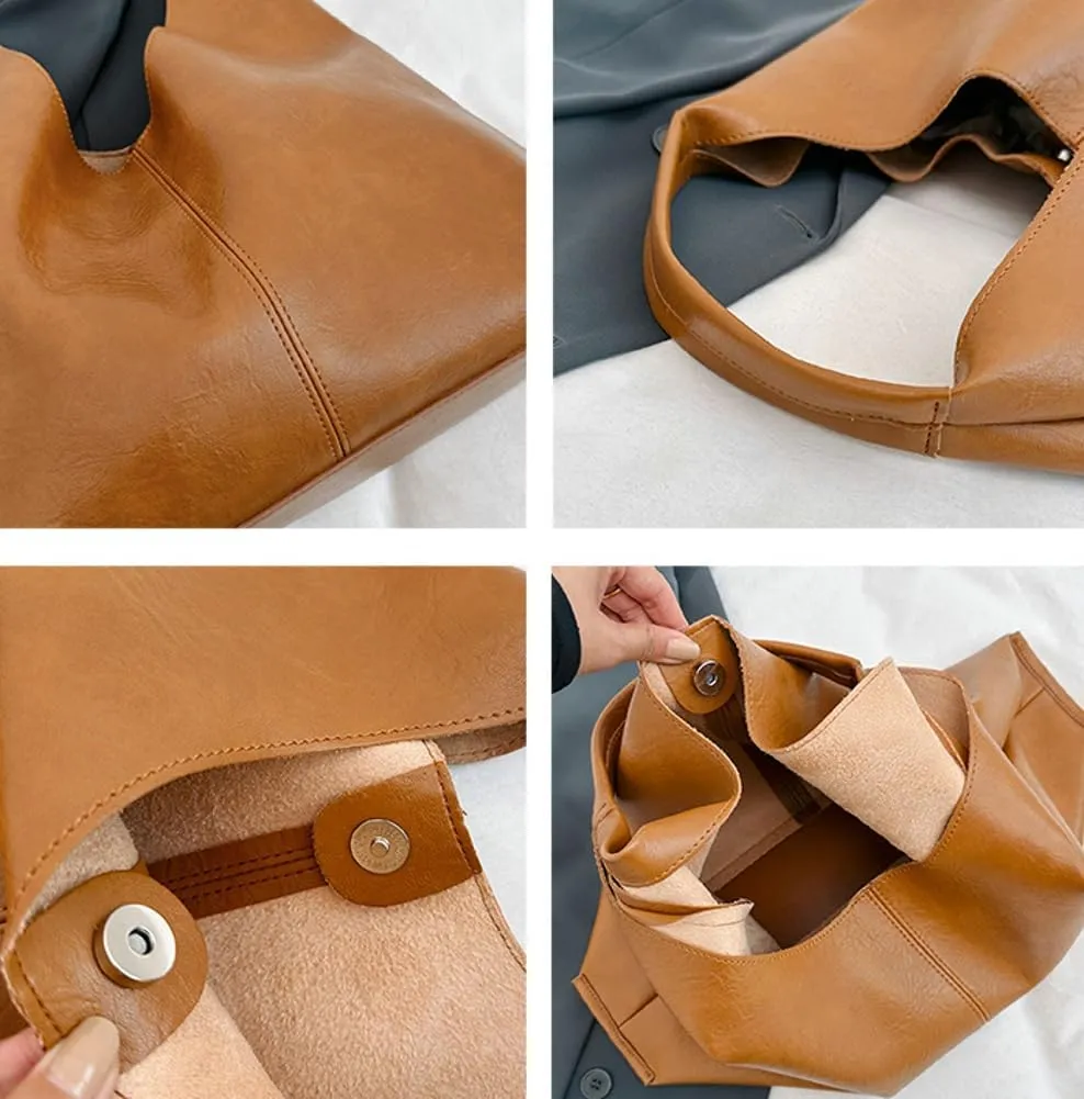 Elegant Shoulder Bags for Women, Large Capacity Handbags, Retro PU Leather Shoulder Wallet, Work Tote Bag 2pcs