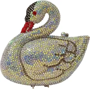 Elegant Swan Evening Purse Animal Crystal Clutch Women Minaudiere Handbag Party Luxury Rhinestone Bag