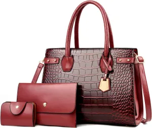 Elegant Women Handbags Large Shoulder Bag Multifunctional Set 3 Pcs