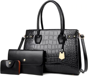 Elegant Women Handbags Large Shoulder Bag Multifunctional Set 3 Pcs