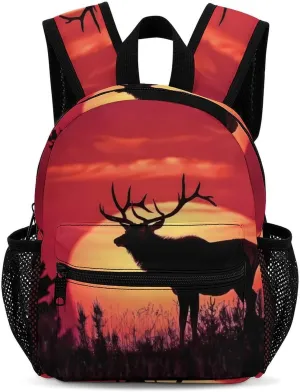 Elk in The Sunset 13 Inch Backpack Waterproof Lightweight Travel Backpack Purse Hiking Daypack