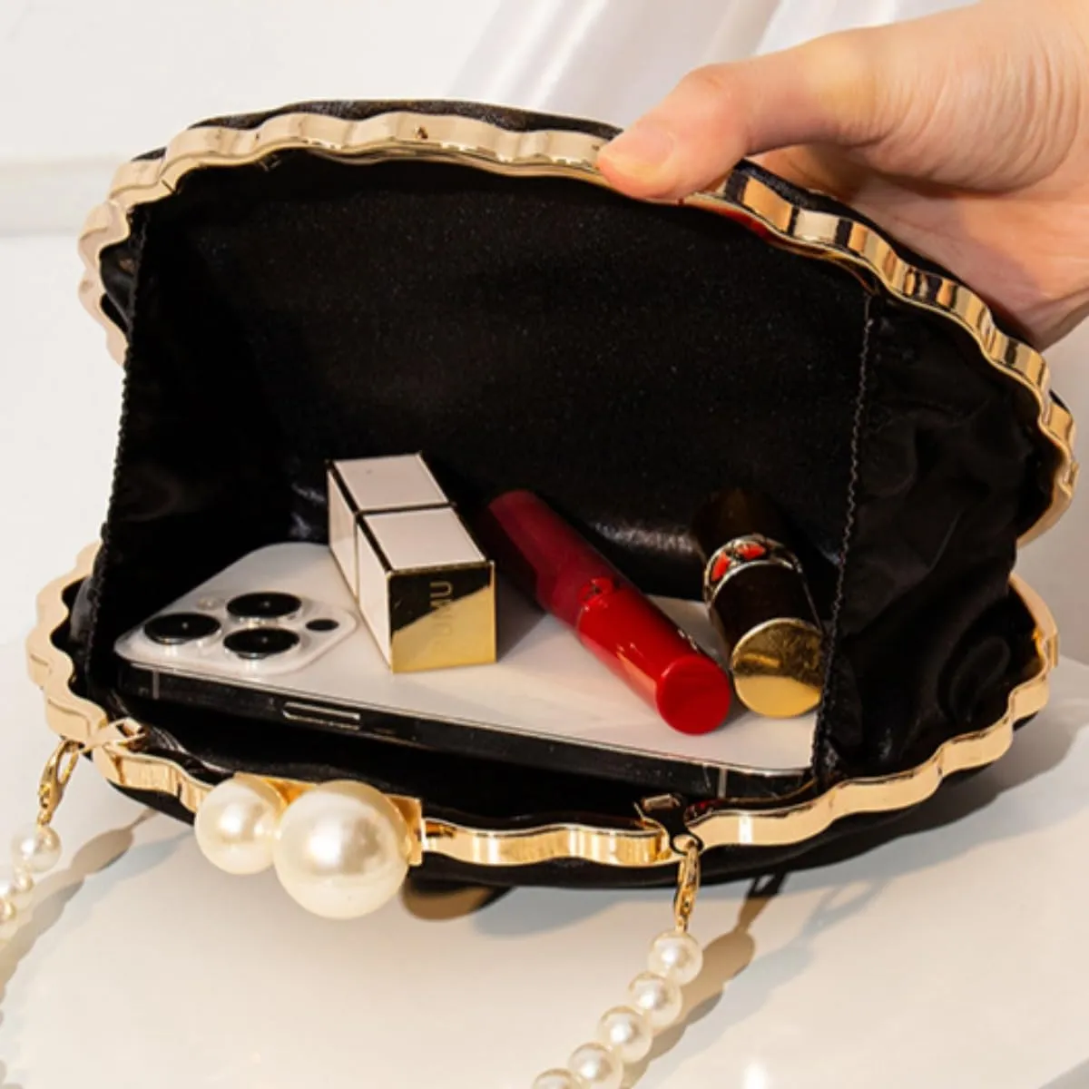 Embroidery Bag Floral Clutch Purse with Pearl Chain for Women Evening Bags and Clutches Chinese Purse