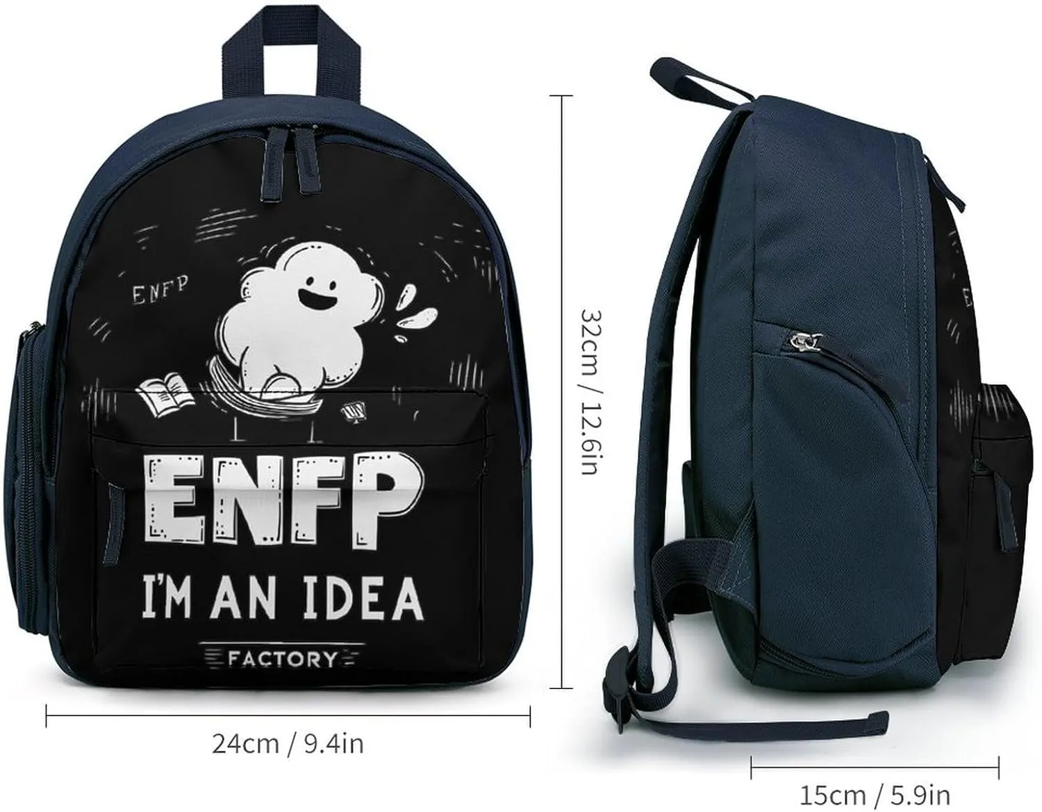 ENFP I'm An Idea Factory MBTI Cute Backpack Shoulders Bag Casual Daypacks Travel Back Pack for Camping Hiking Blue-style