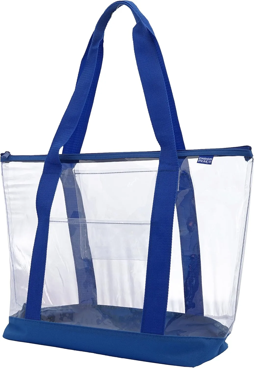 Ensign Peak Clear ZIPPER tote with color trim and bottom, Royal trim