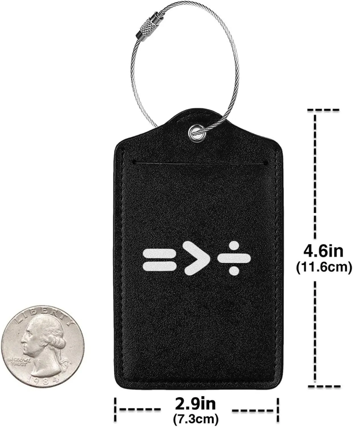 Equality is Greater Than Division Leather Baggage Bag Luggage Tags with Stainless Steel Loop and Privacy Cover