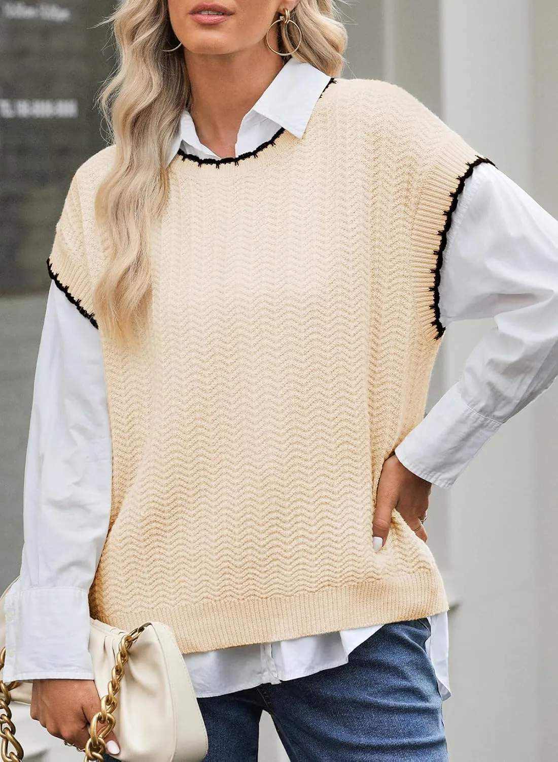EVALESS Womens Cap Sleeve Sweater Vest Crewneck Short Sleeve Sweaters 2025 Spring Summer Trendy Casual Knit Tops
