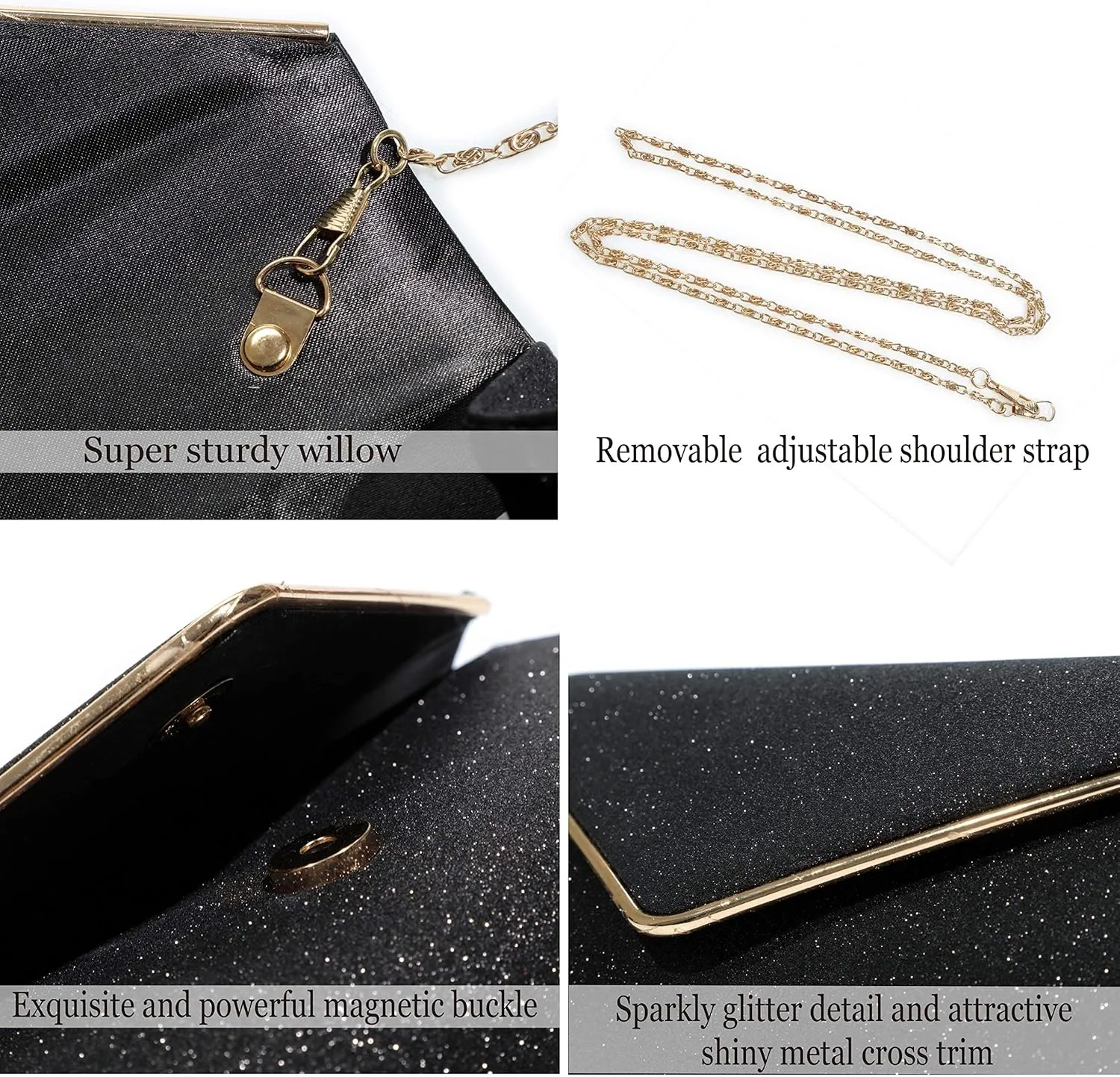 Evening Bag Clutch Purses for Women, Ladies Sparkling Party Handbag Wedding Bag Purse