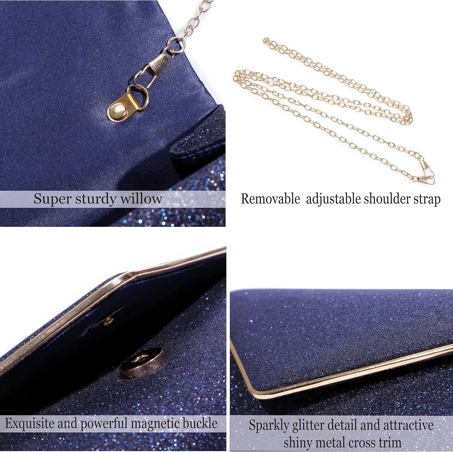 Evening Bag Clutch Purses for Women, Ladies Sparkling Party Handbag Wedding Bag Purse