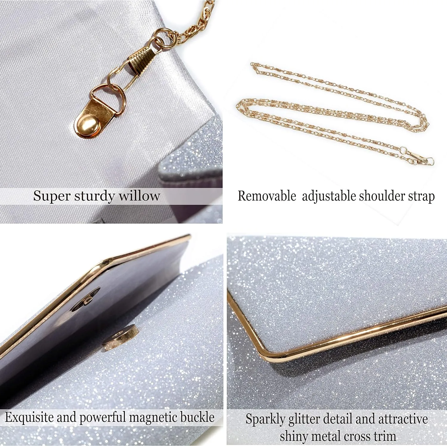 Evening Bag Clutch Purses for Women, Ladies Sparkling Party Handbag Wedding Bag Purse