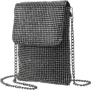 Evening Handbags Clutch Purses for Women, Crystal Rhinestone Purse Small Shoulder Bag Sparkly for Wedding Party Black