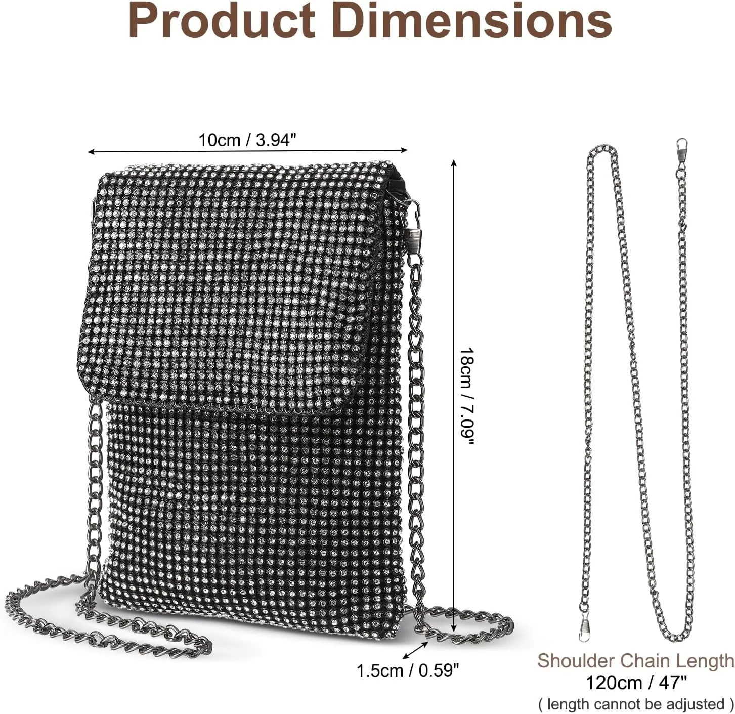 Evening Handbags Clutch Purses for Women, Crystal Rhinestone Purse Small Shoulder Bag Sparkly for Wedding Party Black