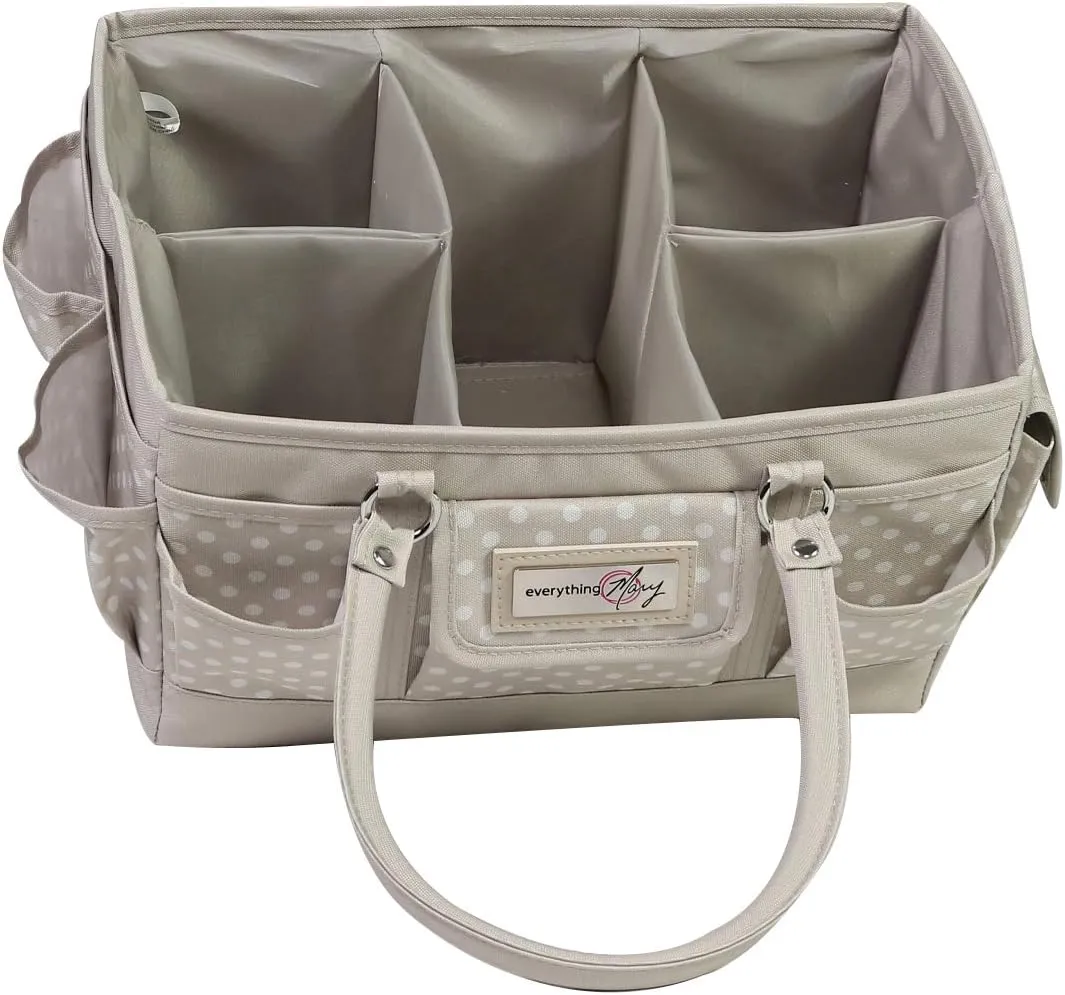 Everything Mary Craft Bag Organizer Tote, Tan Dot - Storage Art Caddy for Sewing & Scrapbooking - Crafts Supply Carrier for Supplies & Tools - Organization for School, Medical, Office