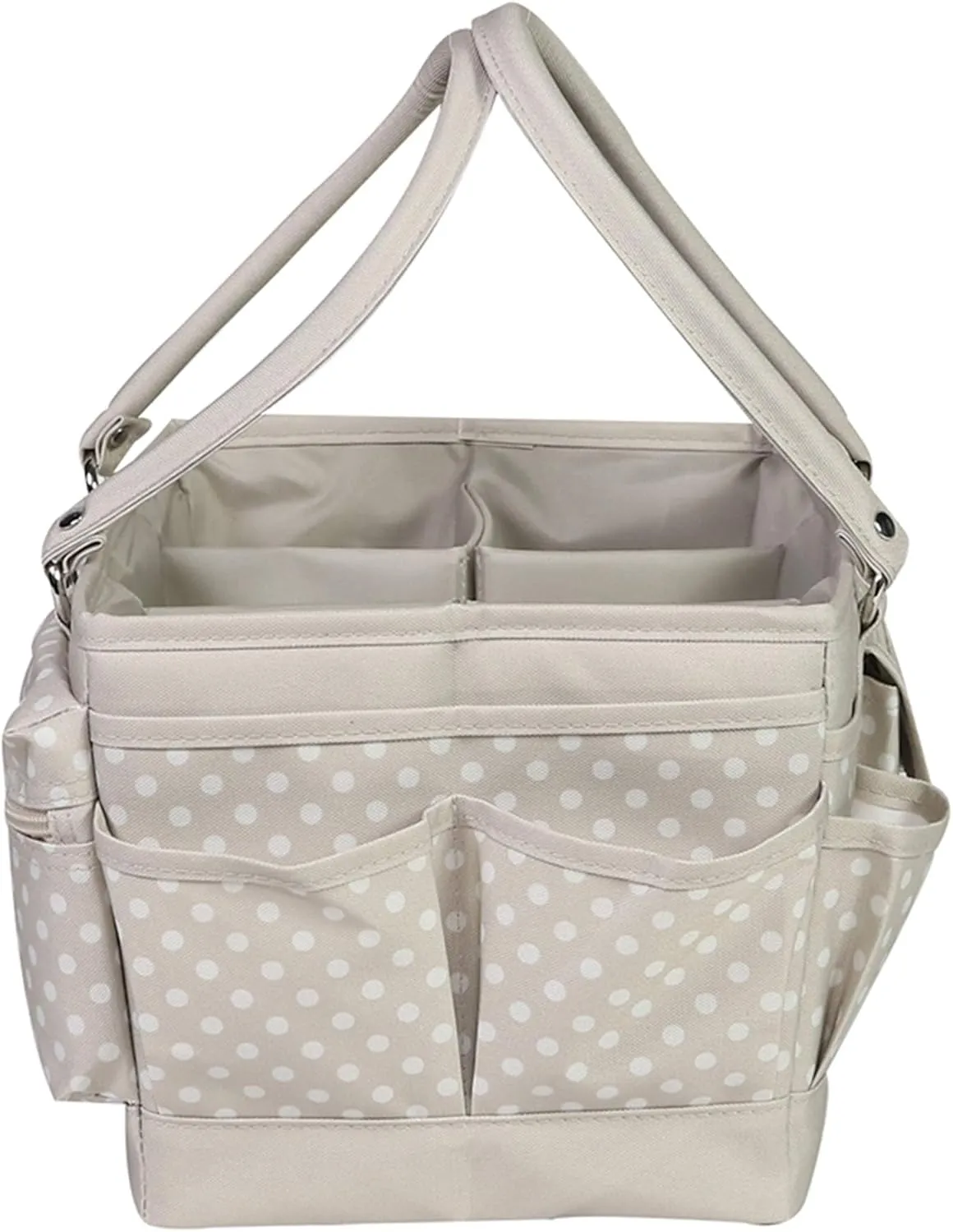 Everything Mary Craft Bag Organizer Tote, Tan Dot - Storage Art Caddy for Sewing & Scrapbooking - Crafts Supply Carrier for Supplies & Tools - Organization for School, Medical, Office