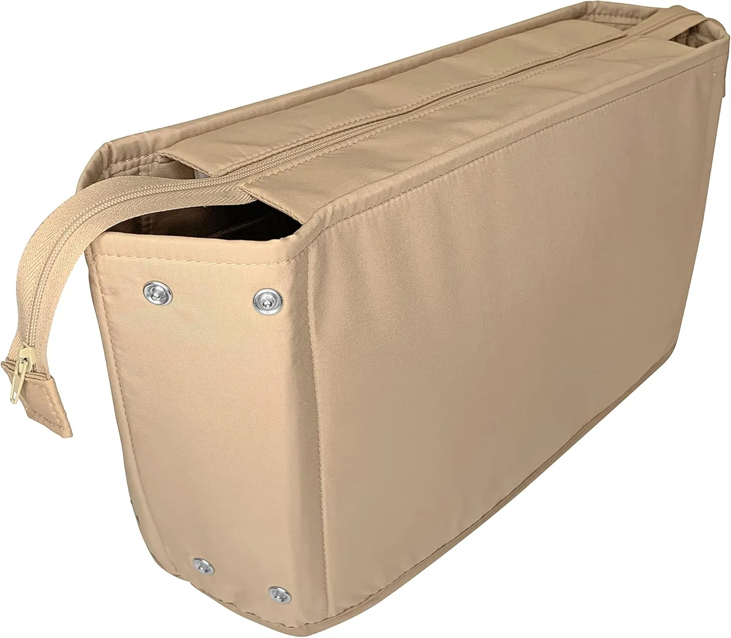 Exclusive Zippered Purse Organizer Insert For Handbags, Shaper For Speedy, Neverfull, On The Go & Graceful Totes (Jumbo, Tan)