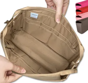 Exclusive Zippered Purse Organizer Insert For Handbags, Shaper For Speedy, Neverfull, On The Go & Graceful Totes (Jumbo, Tan)