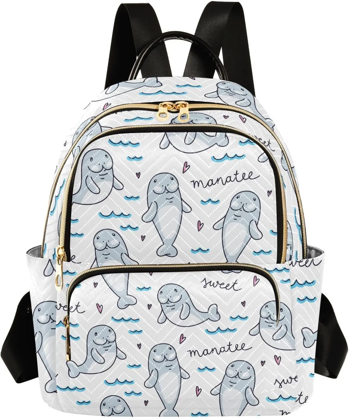 Exnundod Cute Cartoon Manatee Mini Backpack Purse for Women Lightweight Casual Travel Backpacks Daypack,Medium