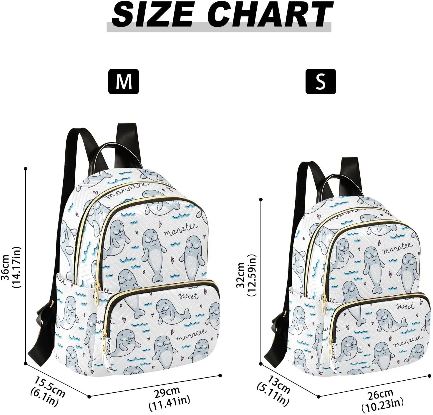 Exnundod Cute Cartoon Manatee Mini Backpack Purse for Women Lightweight Casual Travel Backpacks Daypack,Medium
