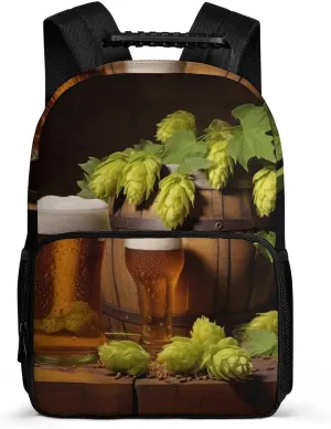 Extra Large Laptop Backpack for Woman Lightweight Computer Bag Beer And Hop Cones Work Bag Travel Daypacks for Man