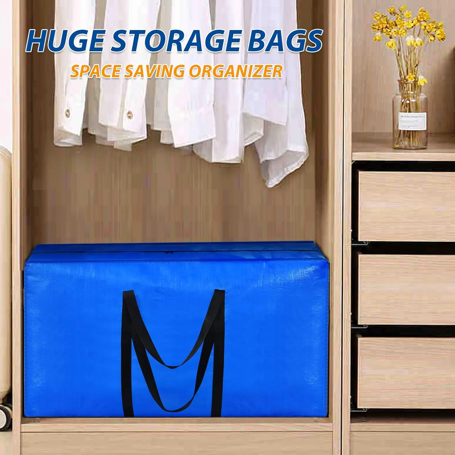 Extra Large Storage Bags, 7.5 Ft Christmas Tree Storage Bag, XXL Large Moving Bags Heavy Duty, Storage Totes Moving Boxes Supplies for College, Foldable Duffle Bag for Travel, 50x23x15inch - 1PACK