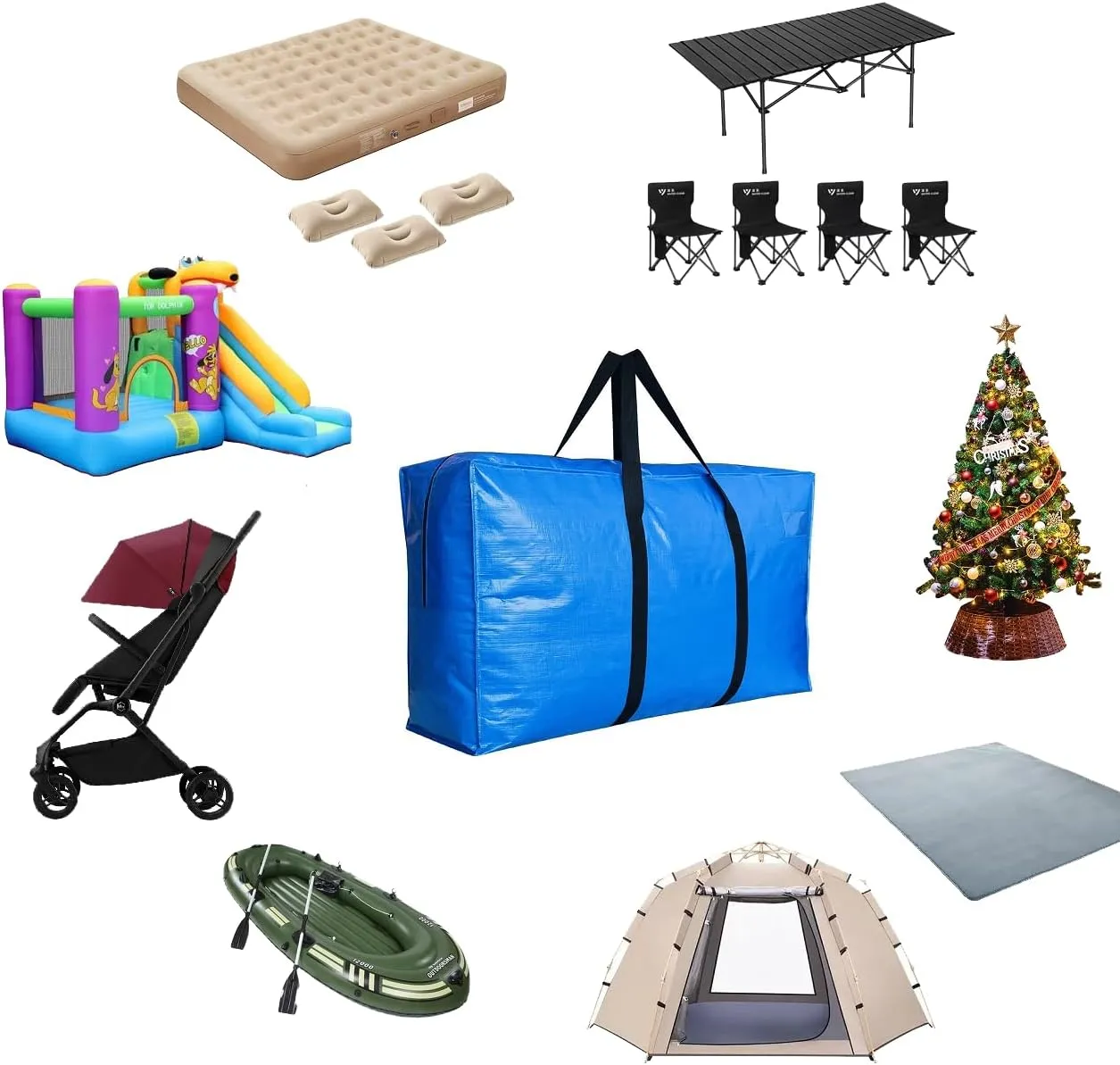 Extra Large Storage Bags, Jumbo Moving Tent Storage Bags, Waterproof Foldable Big Blue XL Duffle Bag for Travel, 38x23x11inch - 1PACK