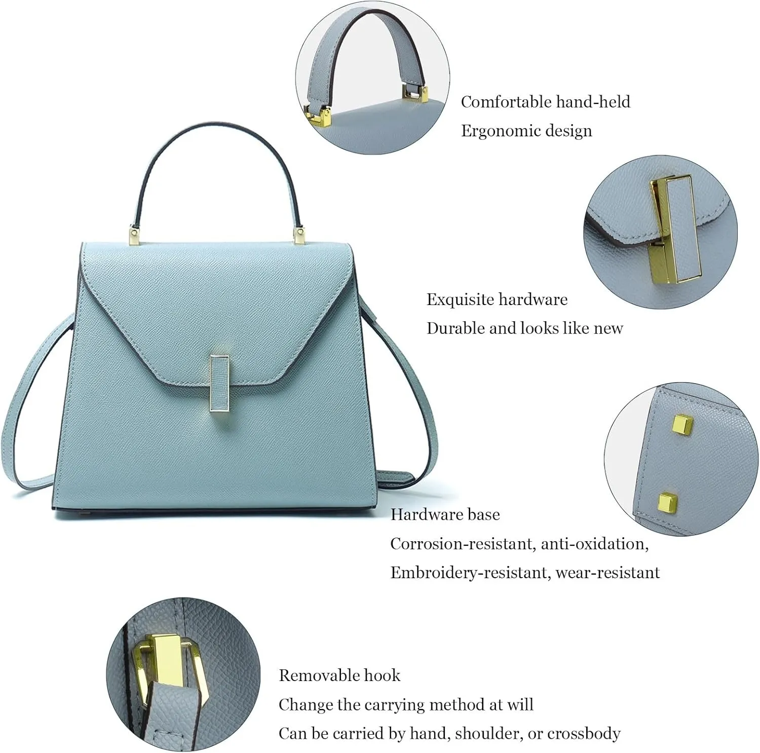 Fashion Genuine Leather Tote Handbag Top Handle Purse classic Crossbody Handbag Designer Satchel Bag with Detachable Strap