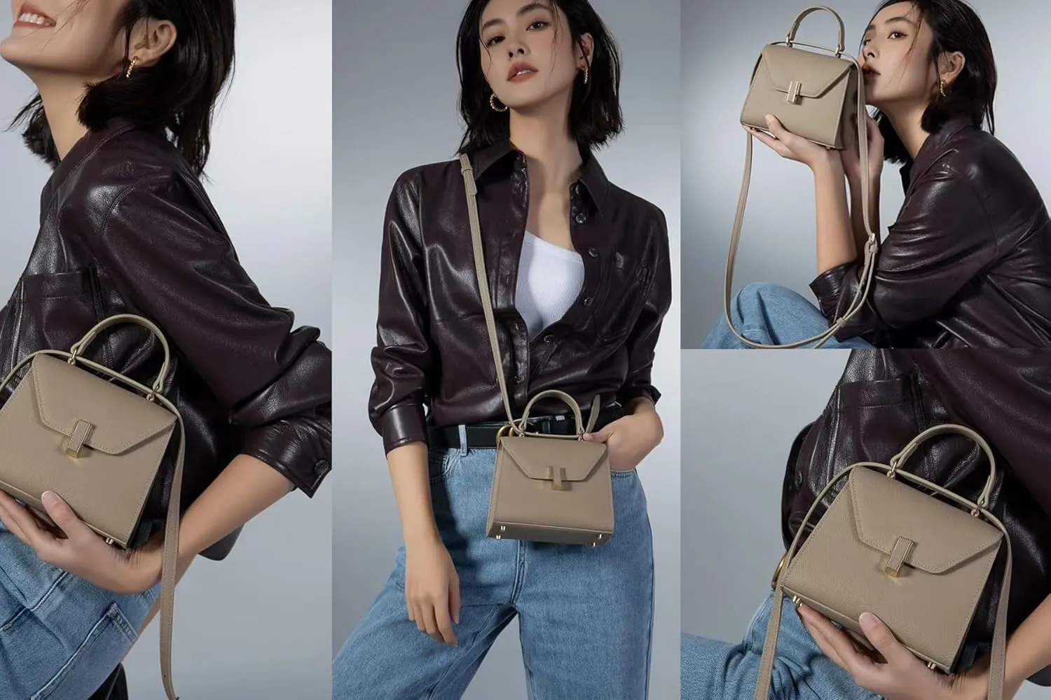 Fashion Genuine Leather Tote Handbag Top Handle Purse classic Crossbody Handbag Designer Satchel Bag with Detachable Strap