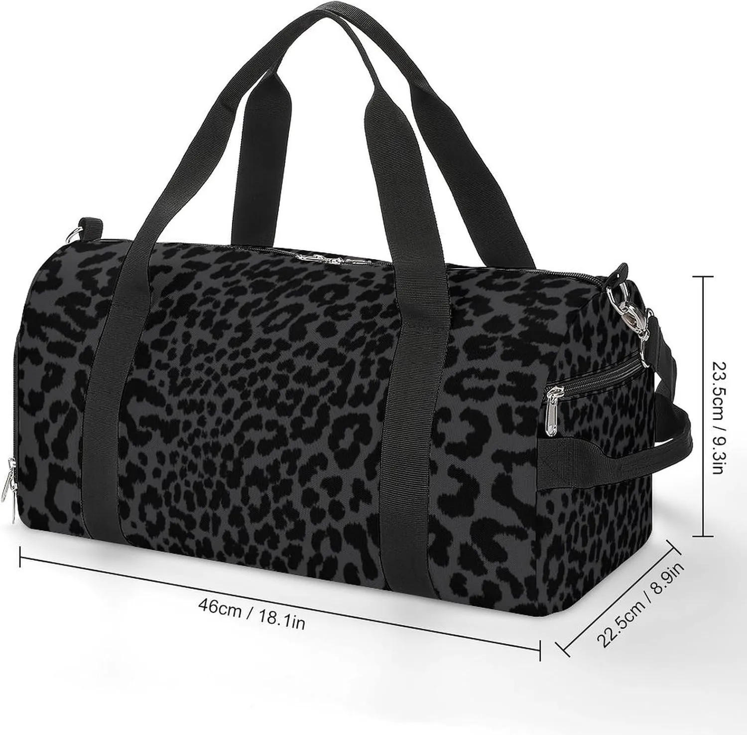 Fashion Overnight Luggage bag Travel Weekender Duffle Bag Sport Beach Yoga bag Compatible with Dark Gray Black Leopard Cheetah Print