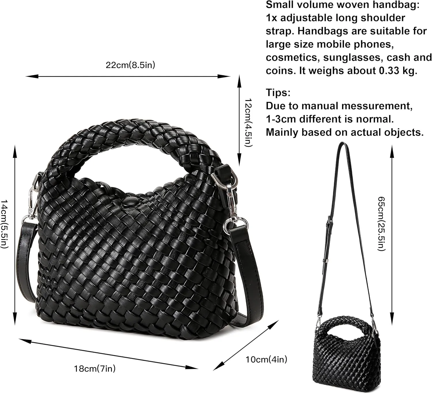 Fashion Small Woven Bag for Women, Handmade MINI HOBO Tote Bag Crossbody Handbag Travel Summer Beach Bag