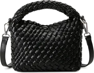 Fashion Small Woven Bag for Women, Handmade MINI HOBO Tote Bag Crossbody Handbag Travel Summer Beach Bag