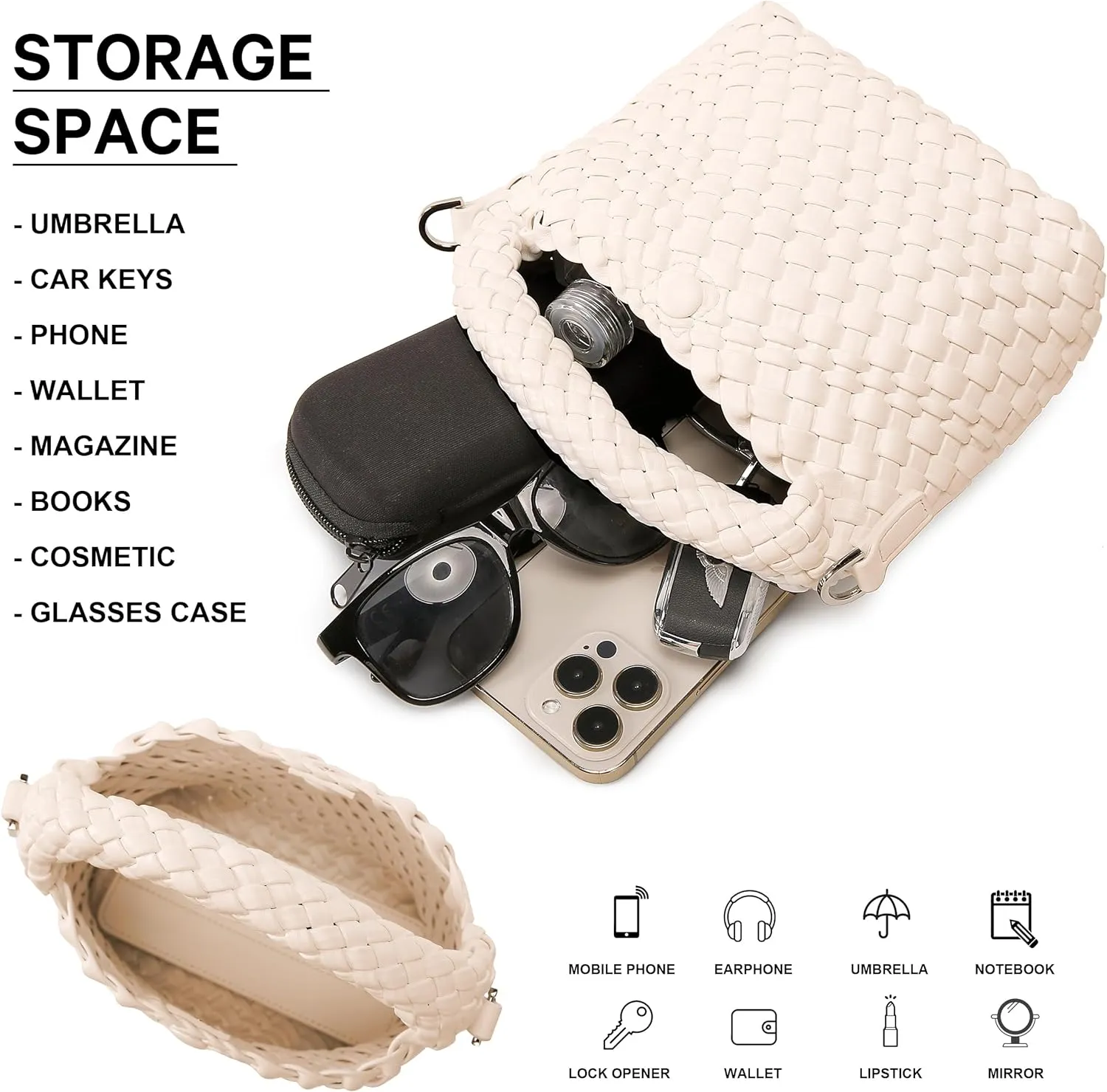 Fashion Small Woven Bag for Women, Handmade MINI HOBO Tote Bag Crossbody Handbag Travel Summer Beach Bag