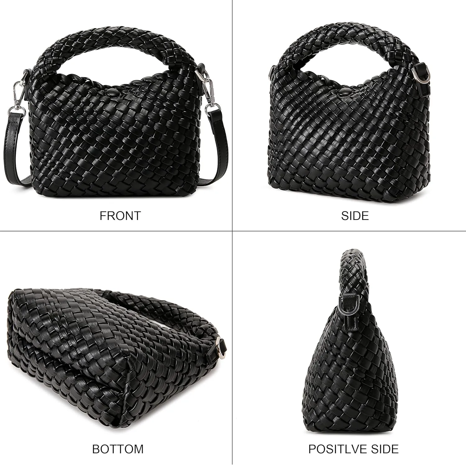 Fashion Small Woven Bag for Women, Handmade MINI HOBO Tote Bag Crossbody Handbag Travel Summer Beach Bag