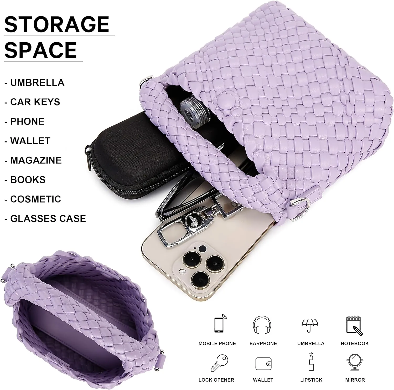 Fashion Small Woven Bag for Women, Handmade MINI HOBO Tote Bag Crossbody Handbag Travel Summer Beach Bag