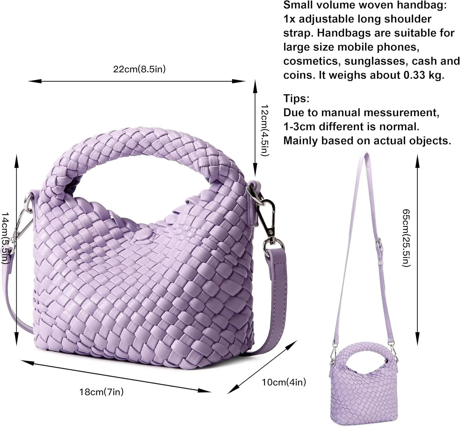 Fashion Small Woven Bag for Women, Handmade MINI HOBO Tote Bag Crossbody Handbag Travel Summer Beach Bag