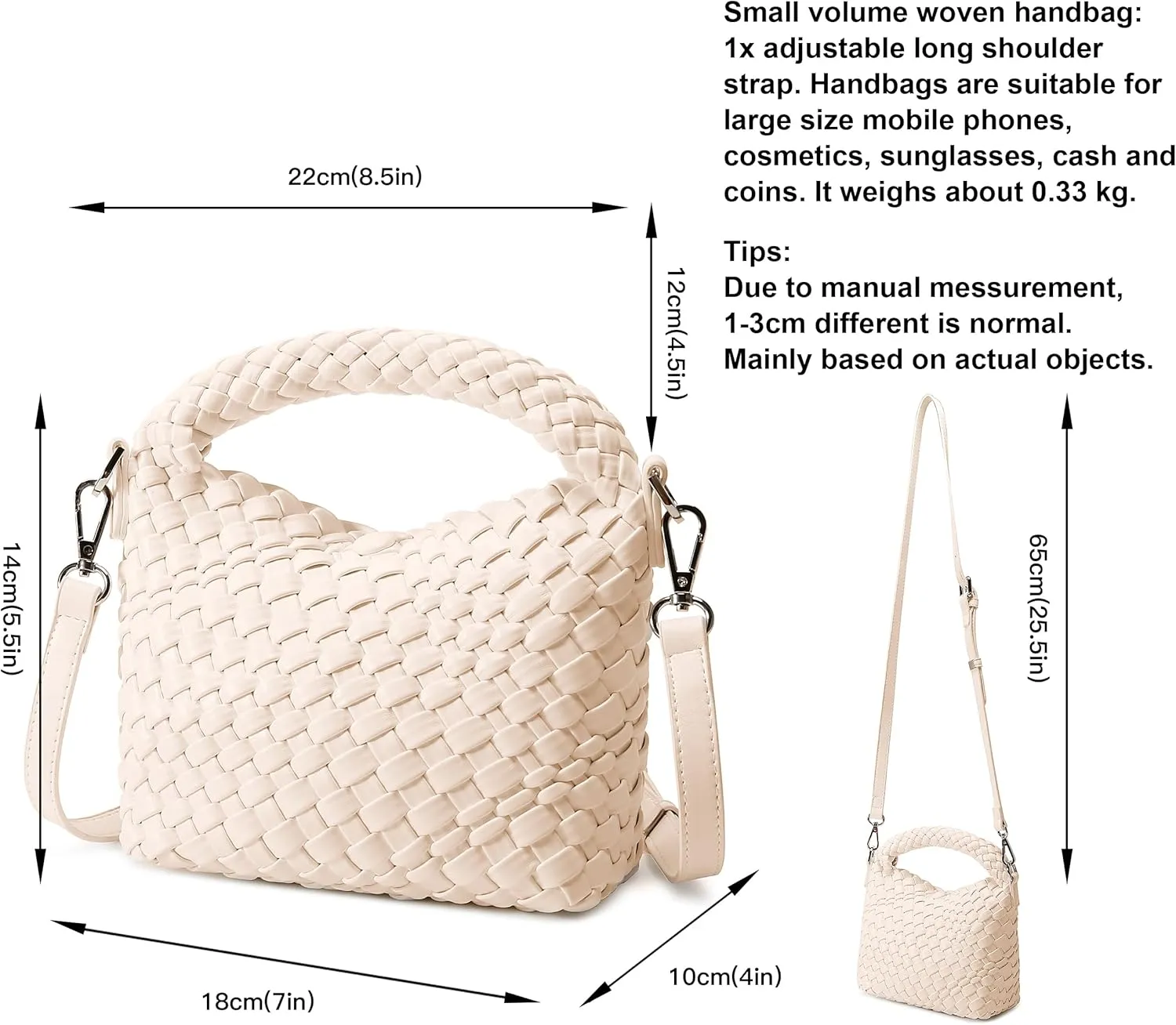 Fashion Small Woven Bag for Women, Handmade MINI HOBO Tote Bag Crossbody Handbag Travel Summer Beach Bag