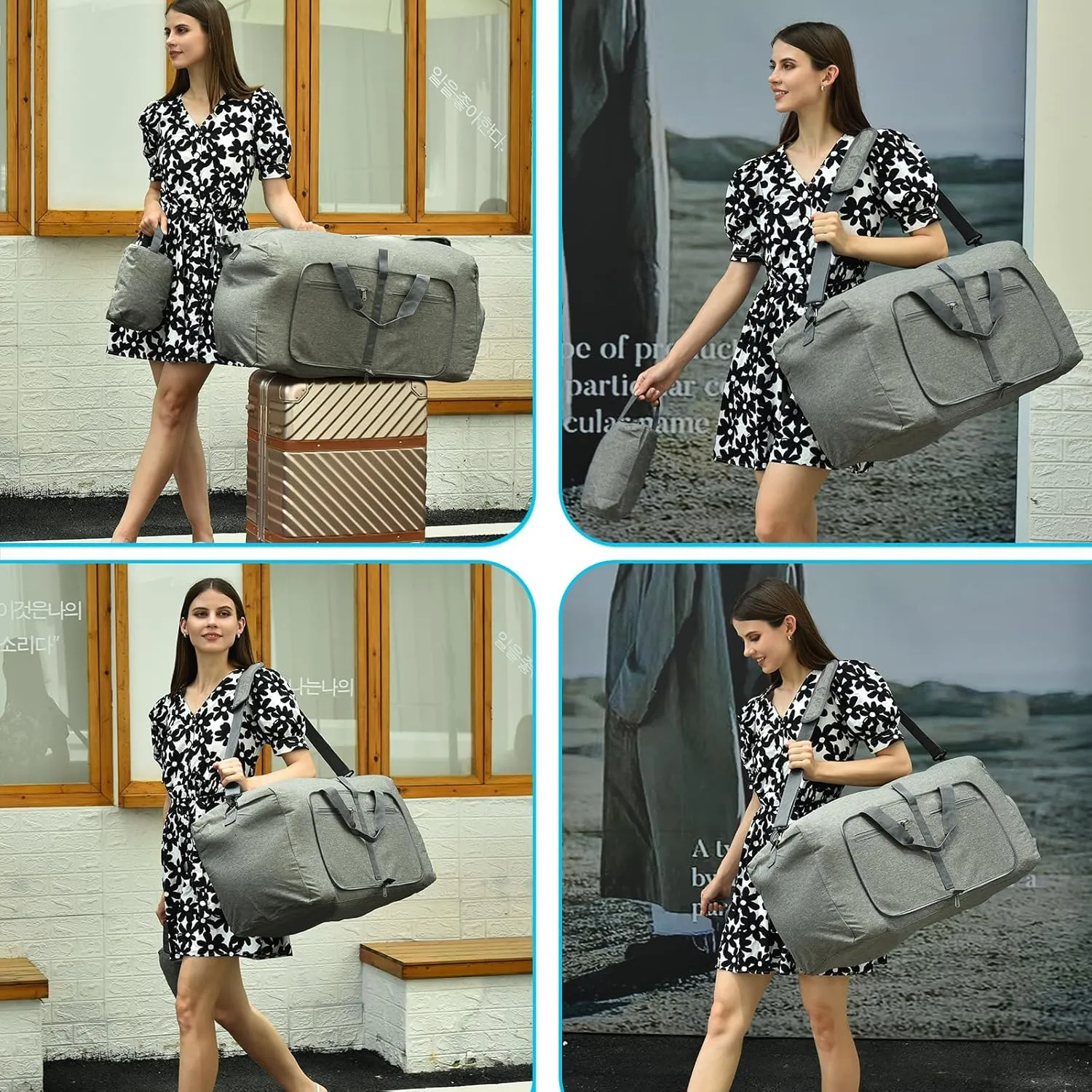 Felipe Varela Duffle Bag with Shoes Compartment and Adjustable Strap,Foldable Travel Duffel Bags for Men Women,Waterproof Duffel Bags
