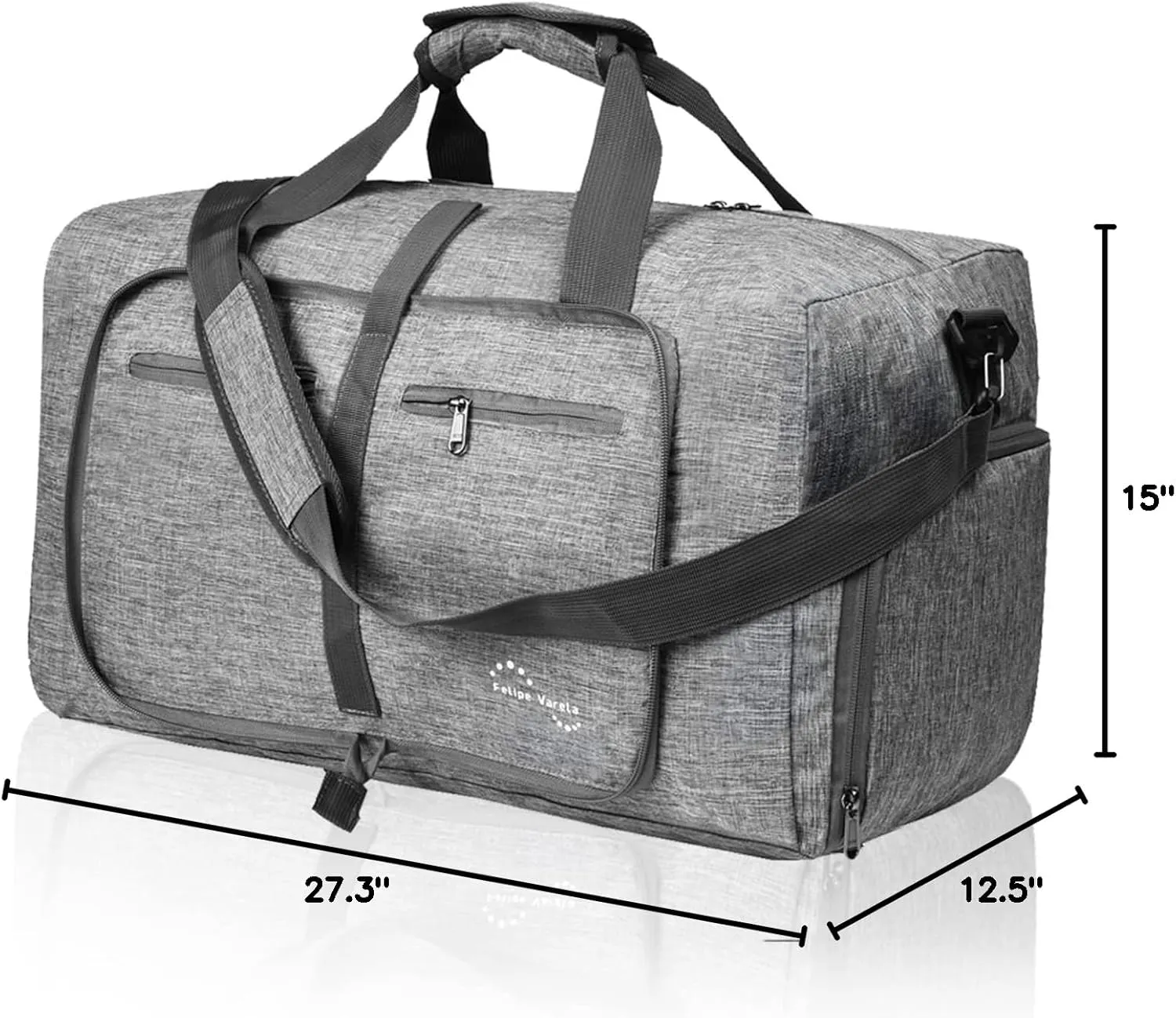 Felipe Varela Duffle Bag with Shoes Compartment and Adjustable Strap,Foldable Travel Duffel Bags for Men Women,Waterproof Duffel Bags