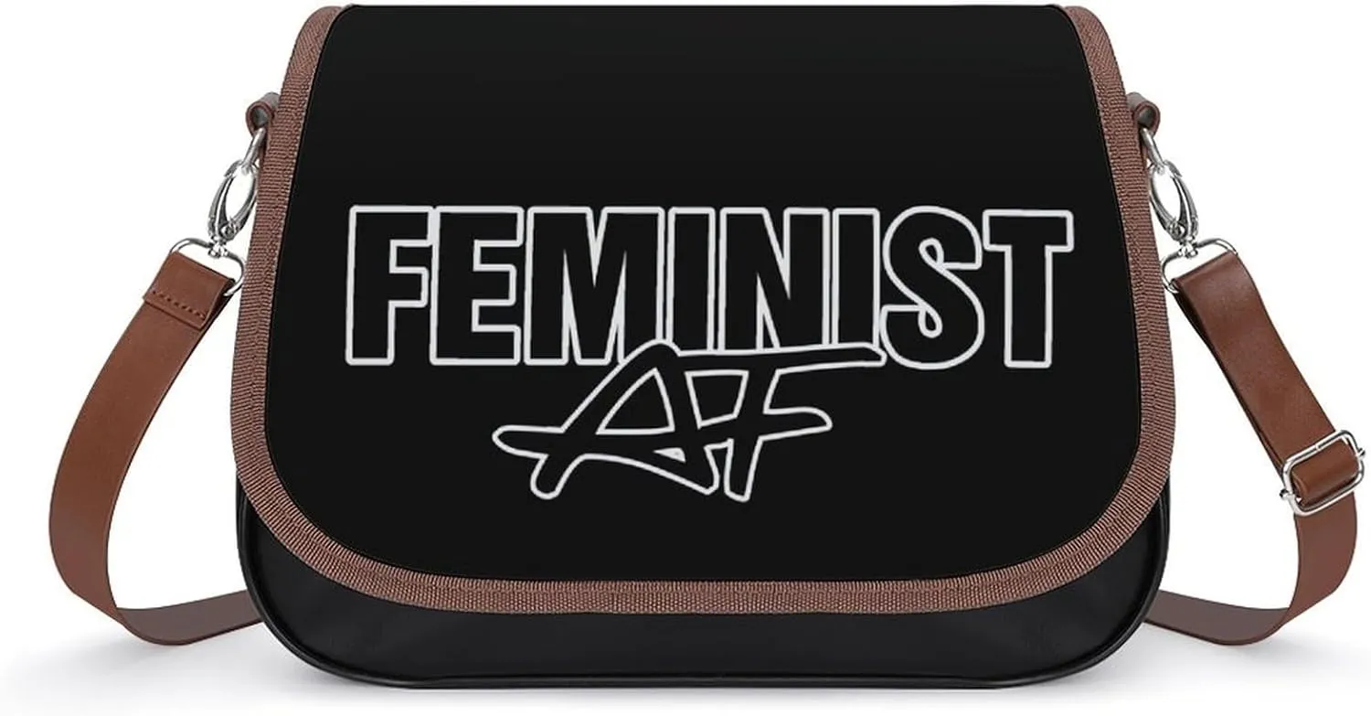 Feminist Crossbody Bags for Women Shoulder Bag Flap Handbags Leather Cross Body Purse