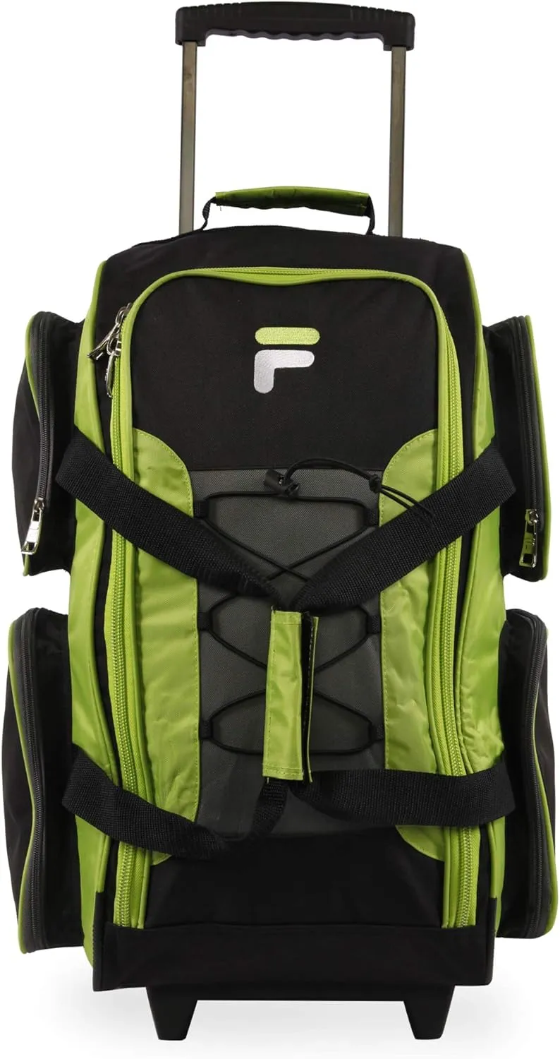 Fila 22" Lightweight Carry On Rolling Duffel Bag, Neon Lime, One Size