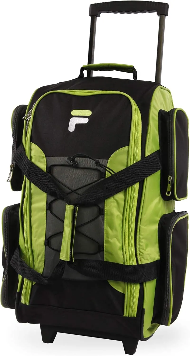 Fila 22" Lightweight Carry On Rolling Duffel Bag, Neon Lime, One Size
