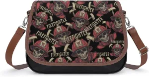 Firefighter Crossbody Bags for Women Shoulder Bag Flap Handbags Leather Cross Body Purse