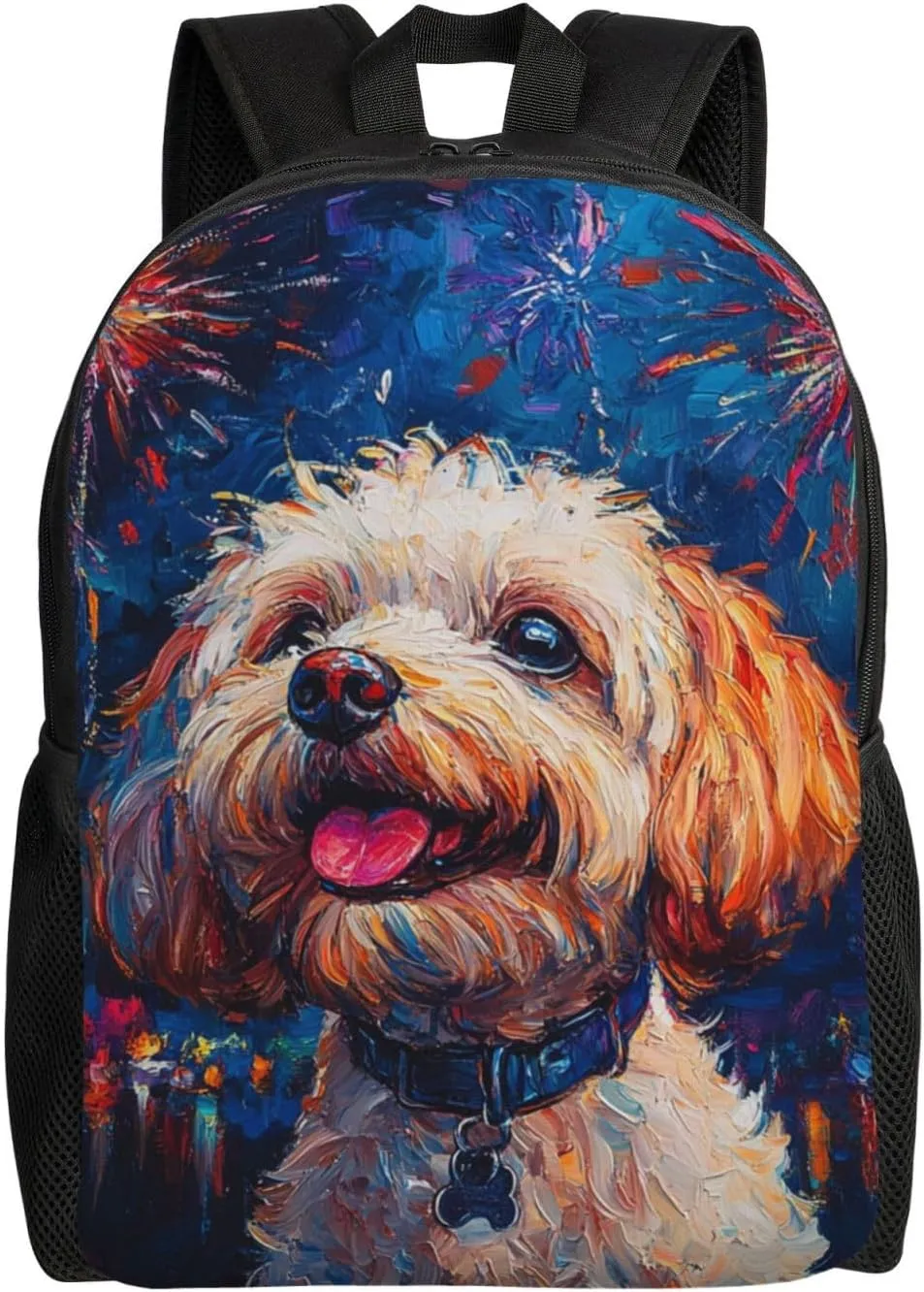 Fireworks Dog Backpack Waterproof Anti Theft Durable Light Laptop Bag Backpacks For Women Men Travel Gym Backpack