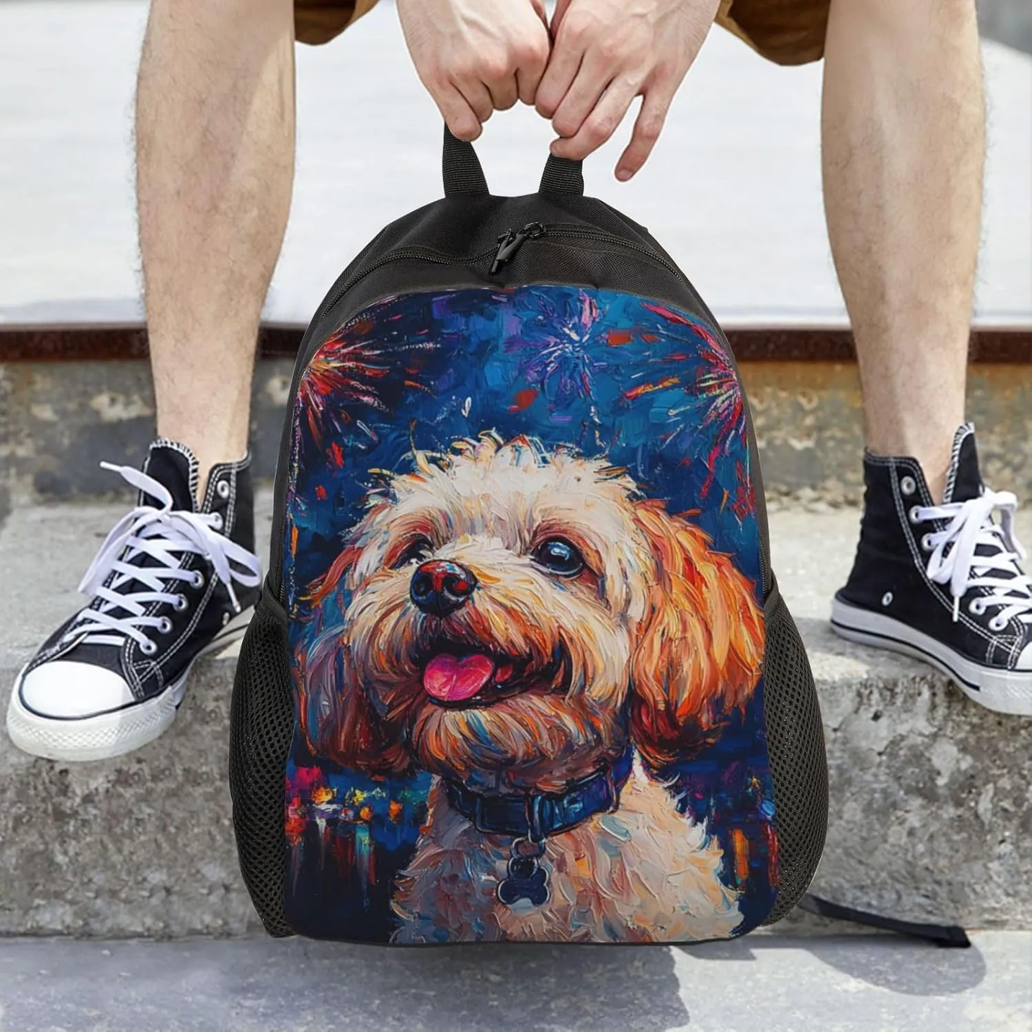 Fireworks Dog Backpack Waterproof Anti Theft Durable Light Laptop Bag Backpacks For Women Men Travel Gym Backpack